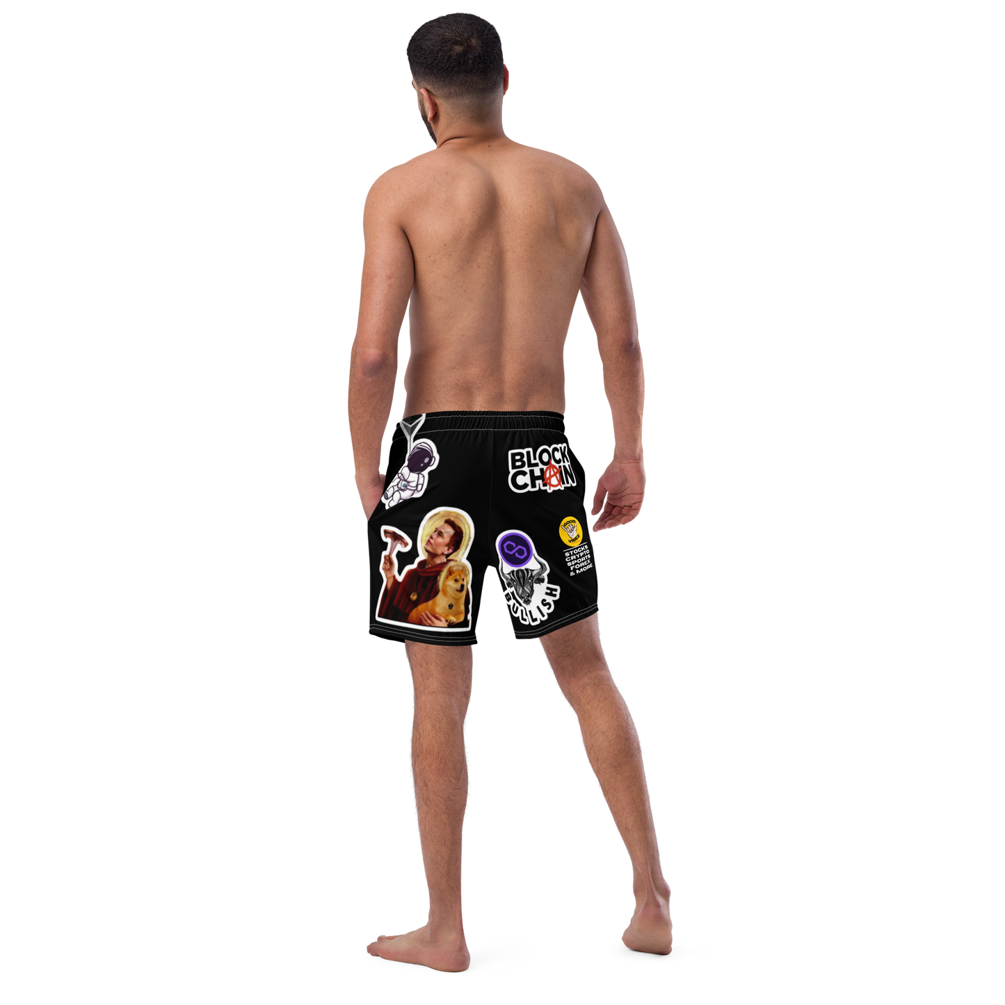 Black GVT Crypto Men's swim trunks