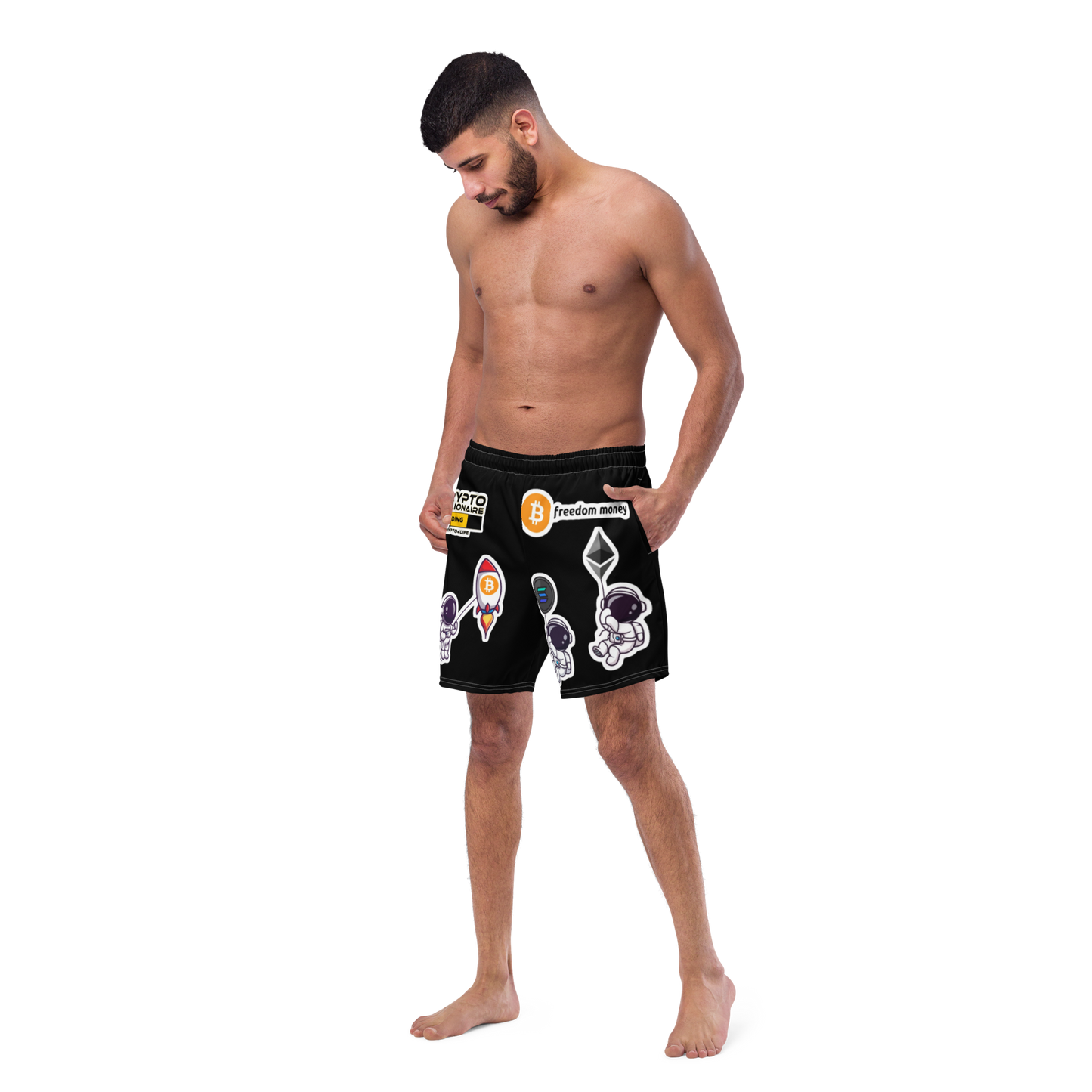 Black GVT Crypto Men's swim trunks